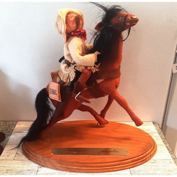 1993 Annalee Folk Hero Series Pony Express Horse & Rider Doll Signed #1185